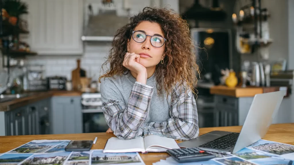Thoughtful person sitting at a kitchen table